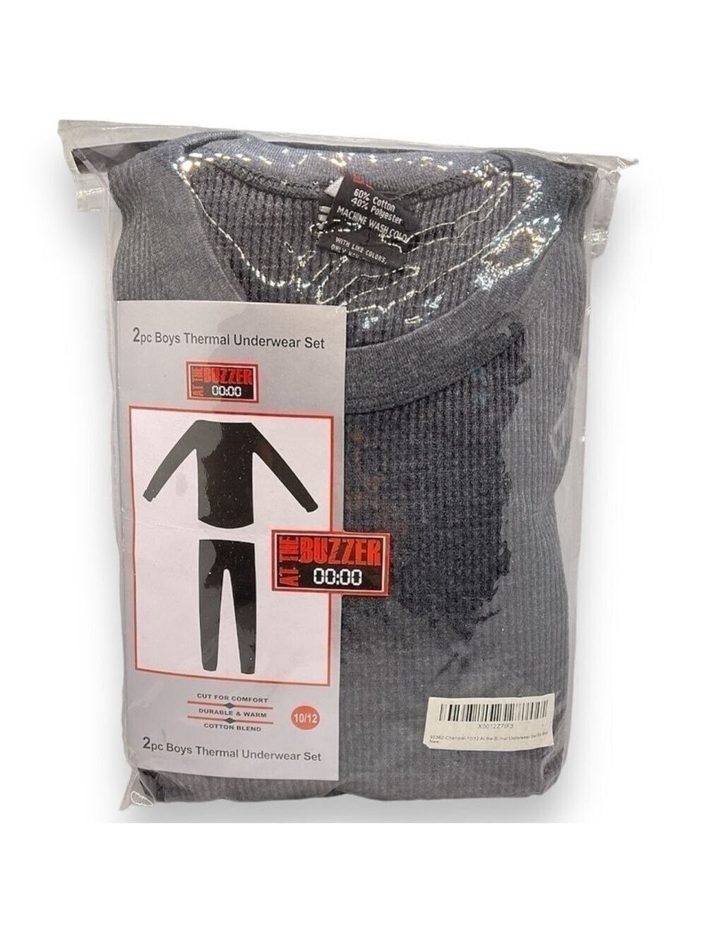 Boys Thermal Underwear Set Charcoal Size 10/12 NWT